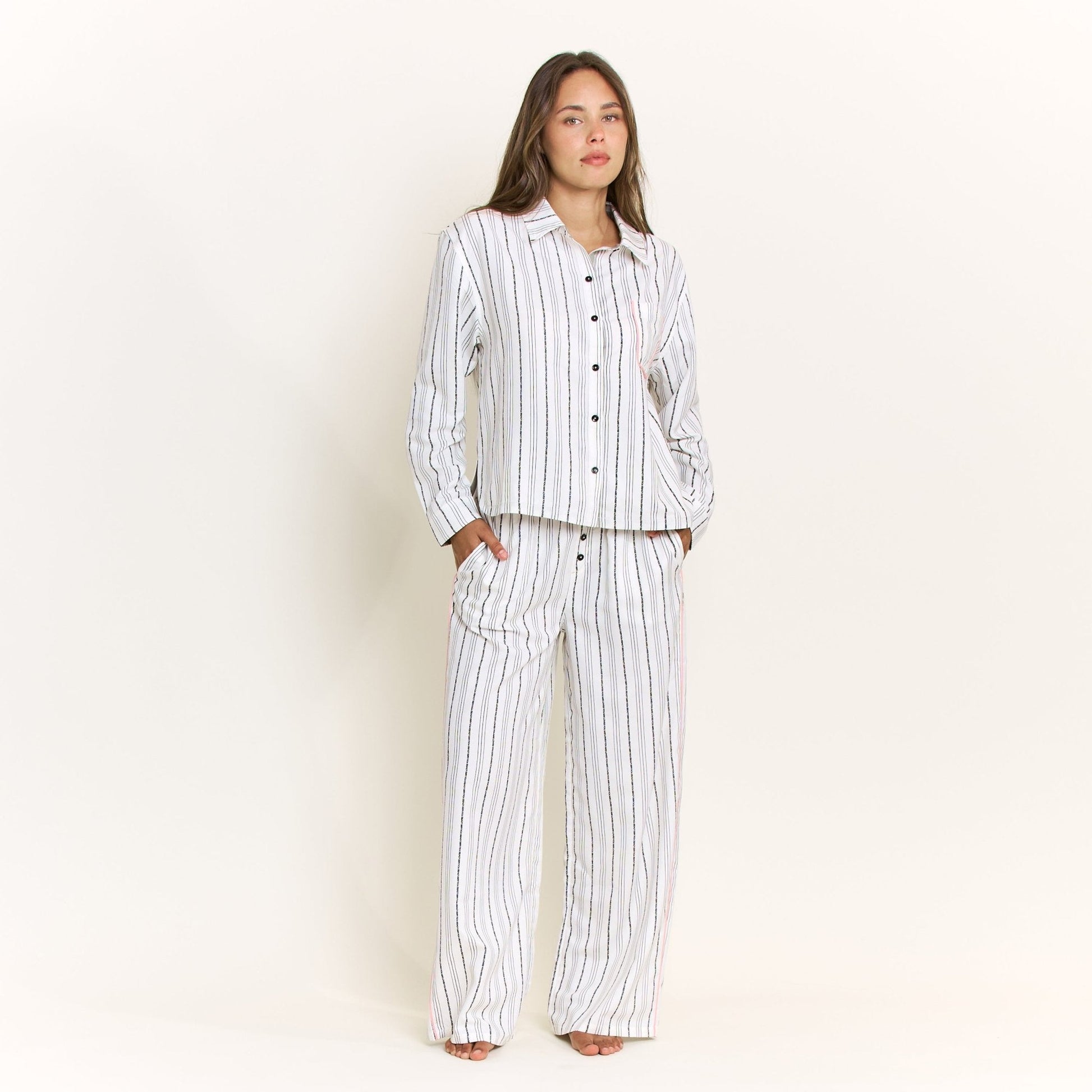 Honeydew Nap Era Pant in Ivory Stripe