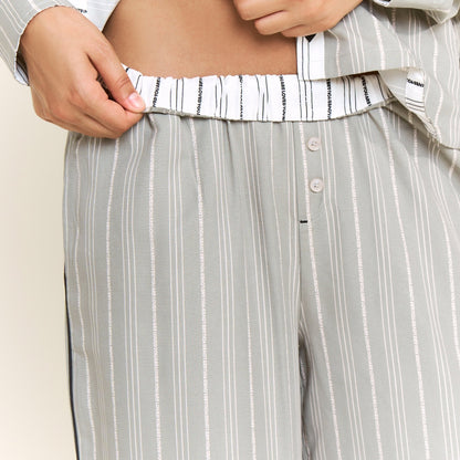 Honeydew Nap Era Pant in Soft Olive Stripe