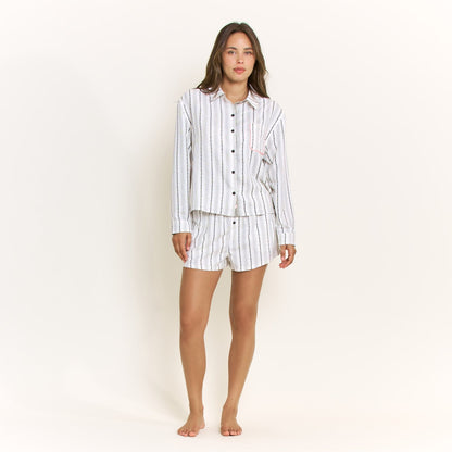Honeydew Nap Era Short in Ivory Stripe