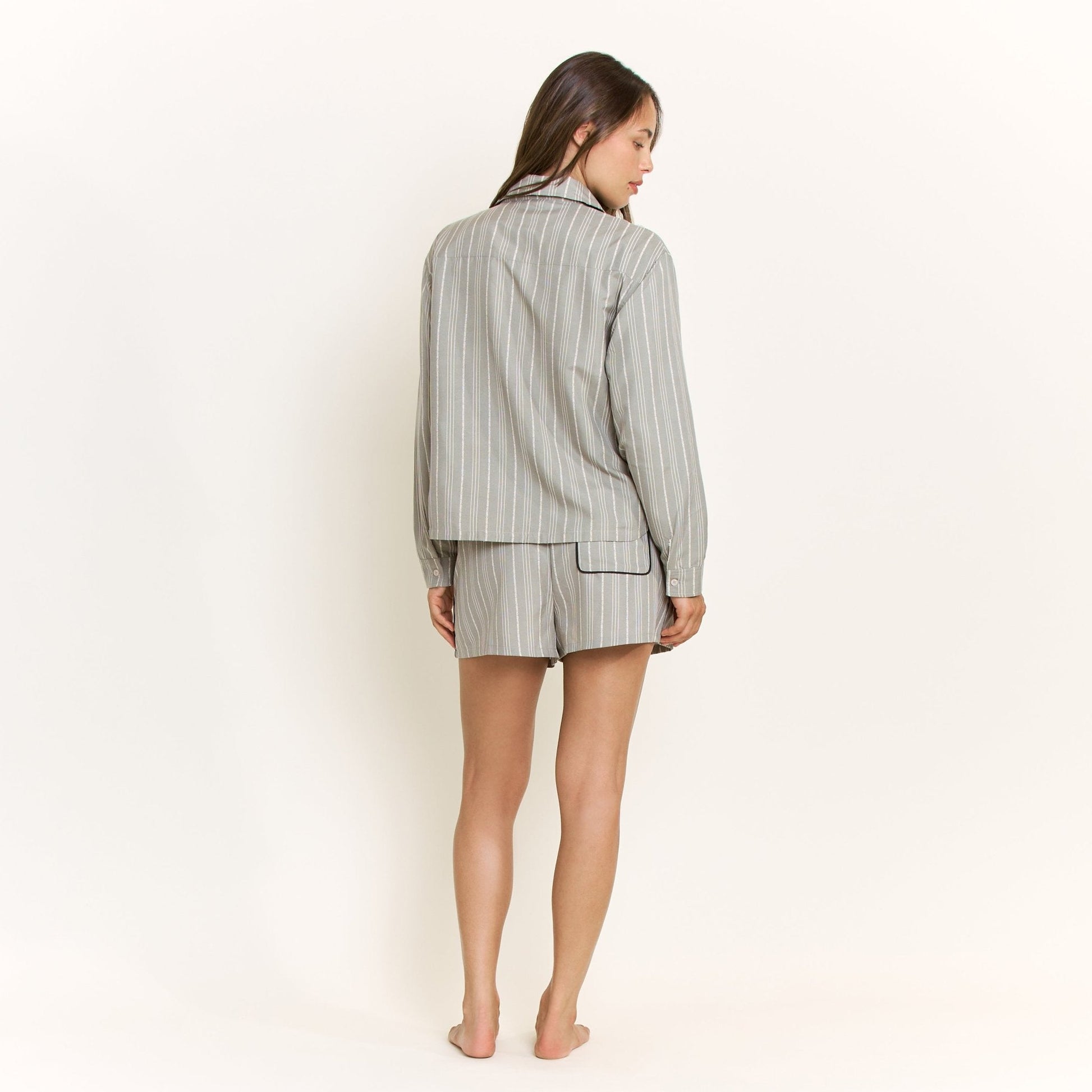 Honeydew Nap Era Short in Soft Olive Stripe