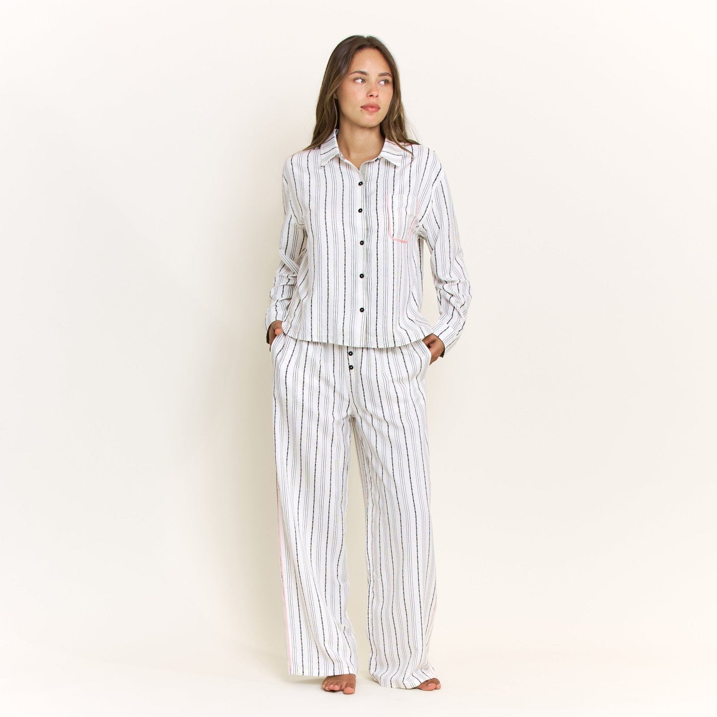 Honeydew Nap Era Long Sleeve Top in Ivory Stripe