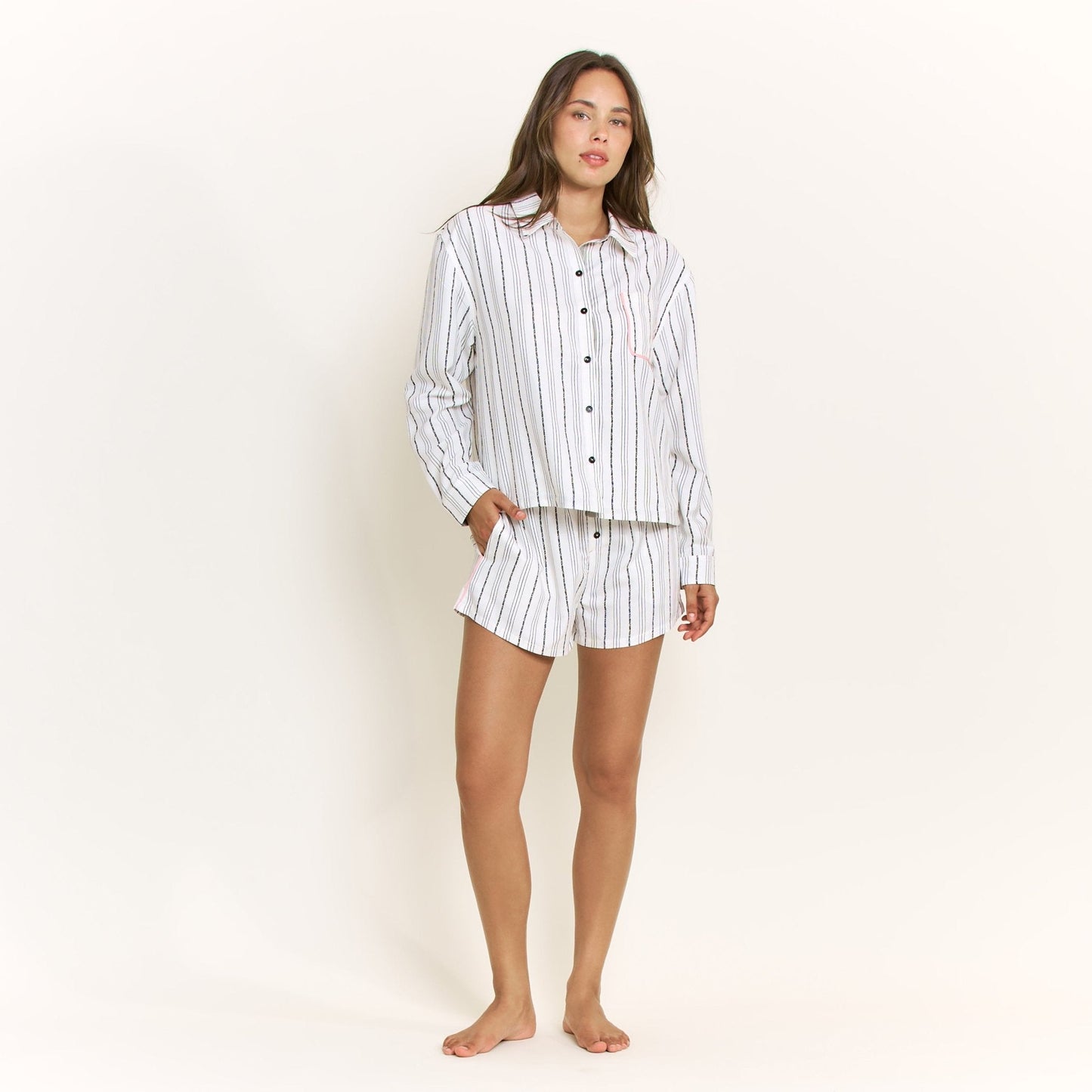 Honeydew Nap Era Long Sleeve Top in Ivory Stripe