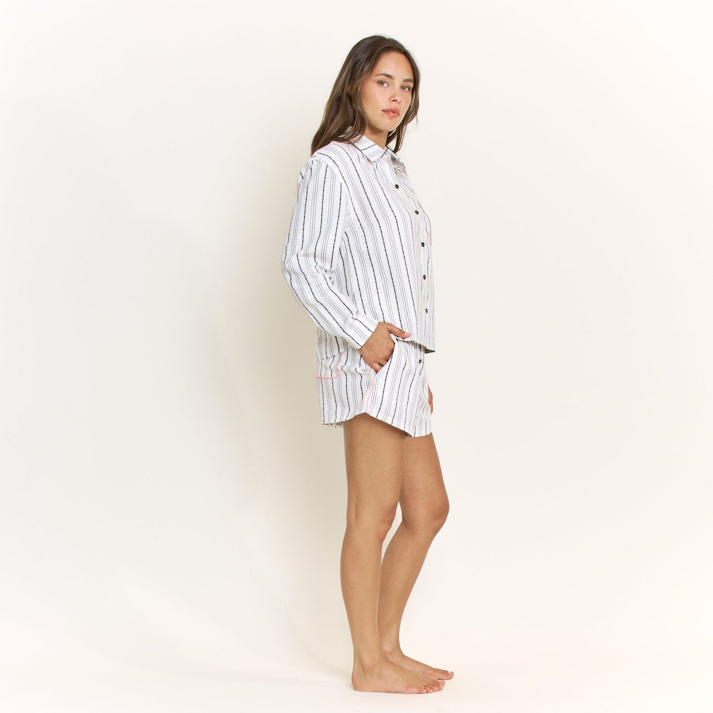 Honeydew Nap Era Long Sleeve Top in Ivory Stripe