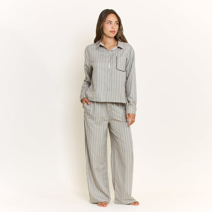 Honeydew Nap Era Long Sleeve Top in Soft Olive Stripe