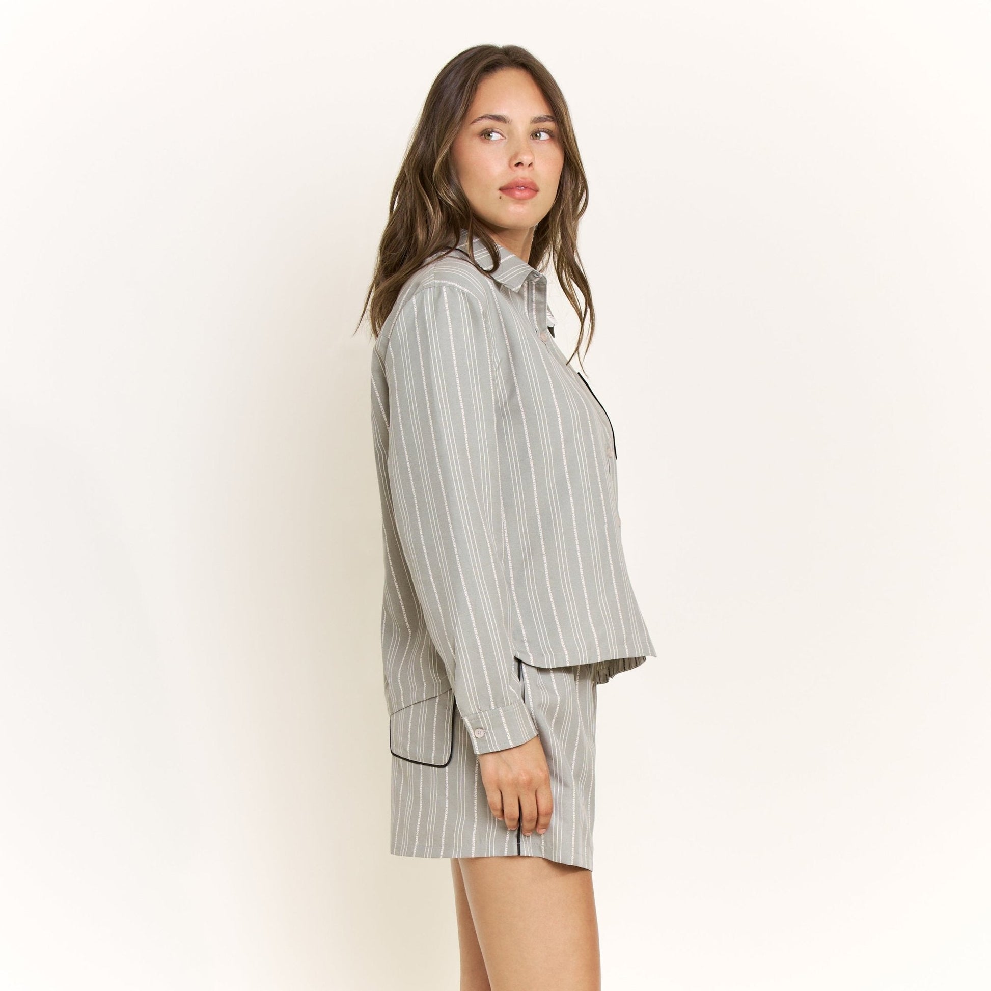 Honeydew Nap Era Long Sleeve Top in Soft Olive Stripe