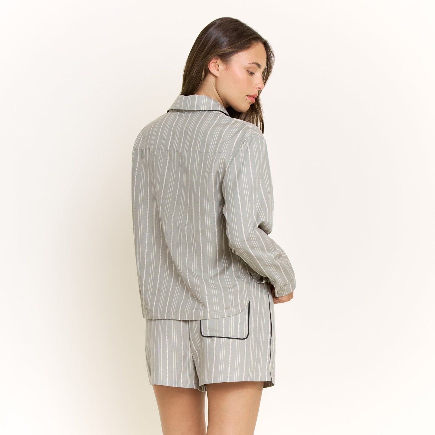Honeydew Nap Era Long Sleeve Top in Soft Olive Stripe
