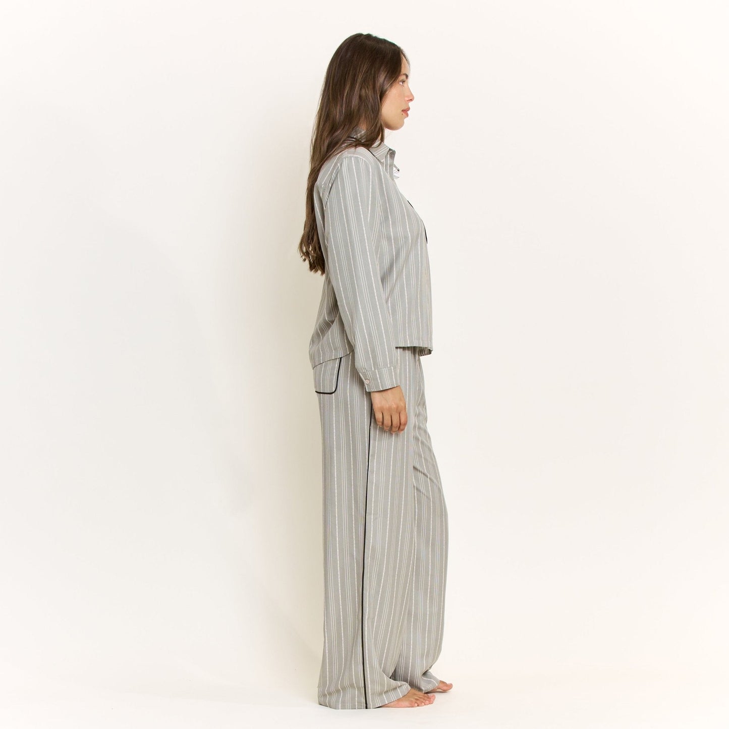 Honeydew Nap Era Long Sleeve Top in Soft Olive Stripe