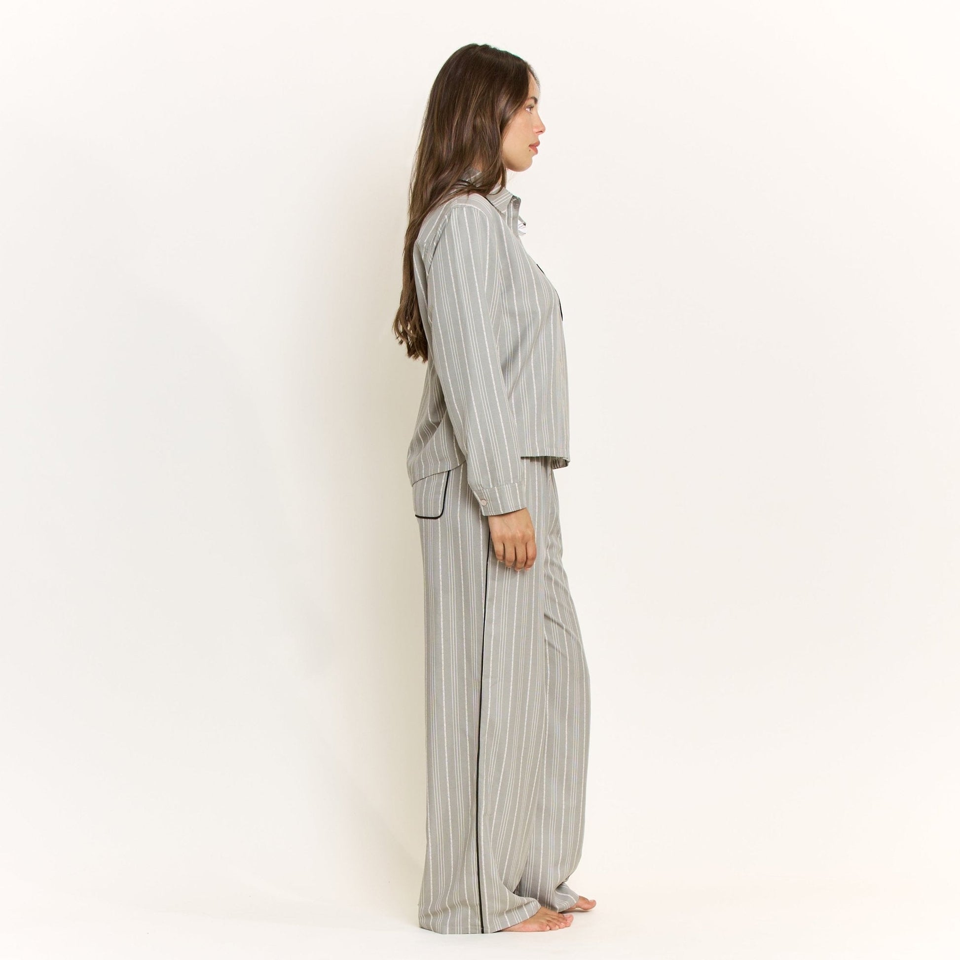 Honeydew Nap Era Long Sleeve Top in Soft Olive Stripe