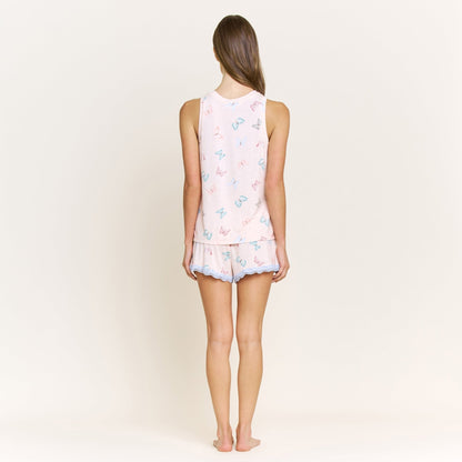 Honeydew All American Tank Shortie Set in Powdery Peach Butterflies