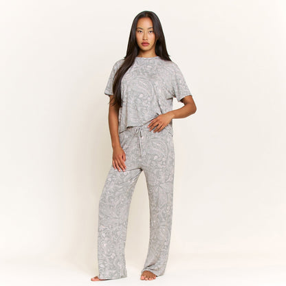 Honeydew All American Tee Pant Set in Soft Olive Paisley