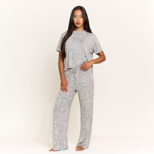 Honeydew All American Tee Pant Set in Soft Olive Paisley
