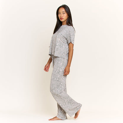 Honeydew All American Tee Pant Set in Soft Olive Paisley
