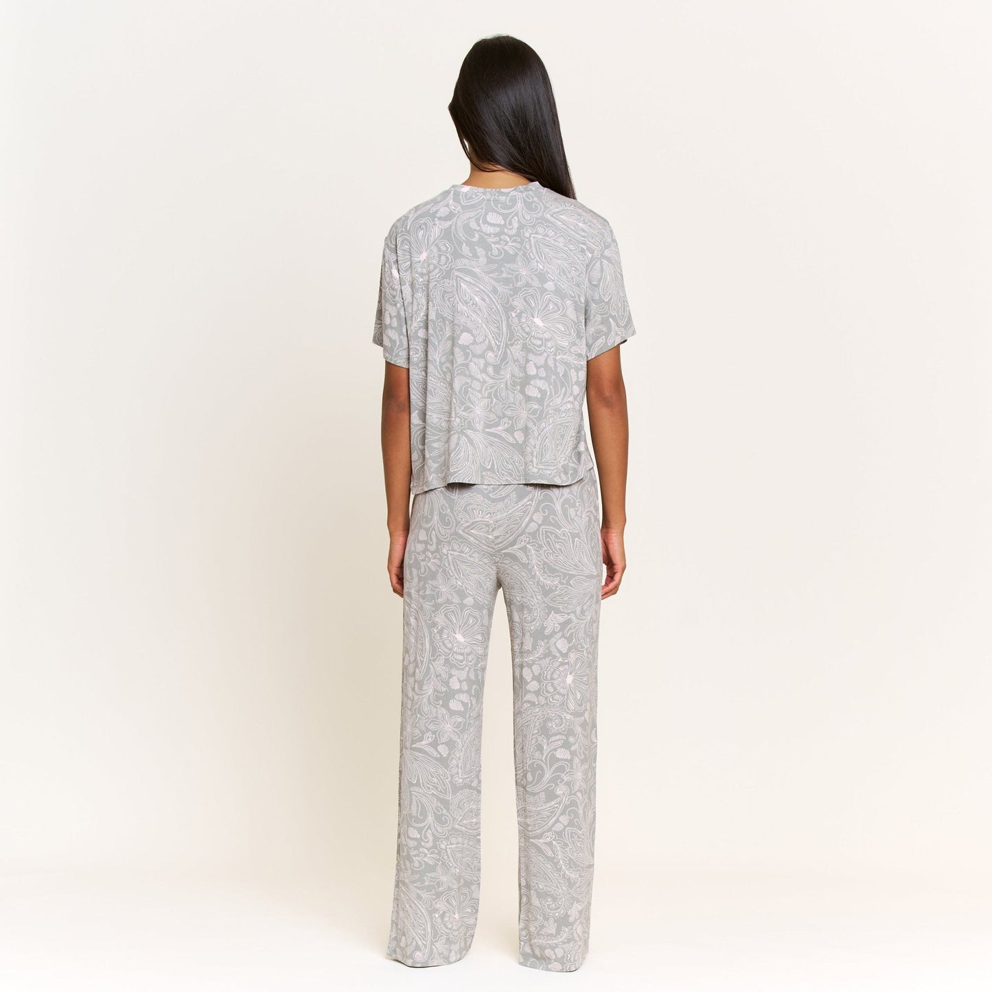 Honeydew All American Tee Pant Set in Soft Olive Paisley