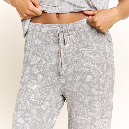 Honeydew All American Tee Pant Set in Soft Olive Paisley