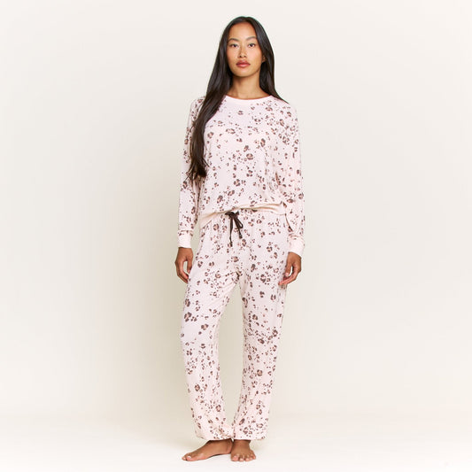 Honeydew Star Seeker Long Set in Powdery Peach Leopard