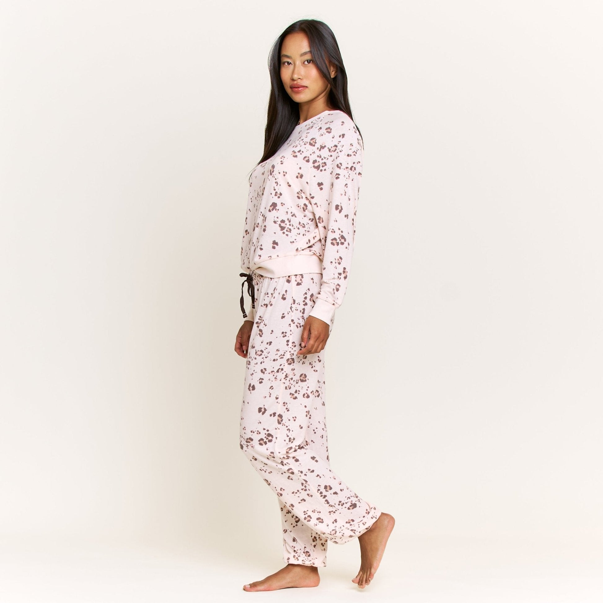 Honeydew Star Seeker Long Set in Powdery Peach Leopard