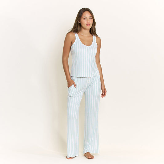 Honeydew All American Tank Pant Set in Sage Stitched Stripe