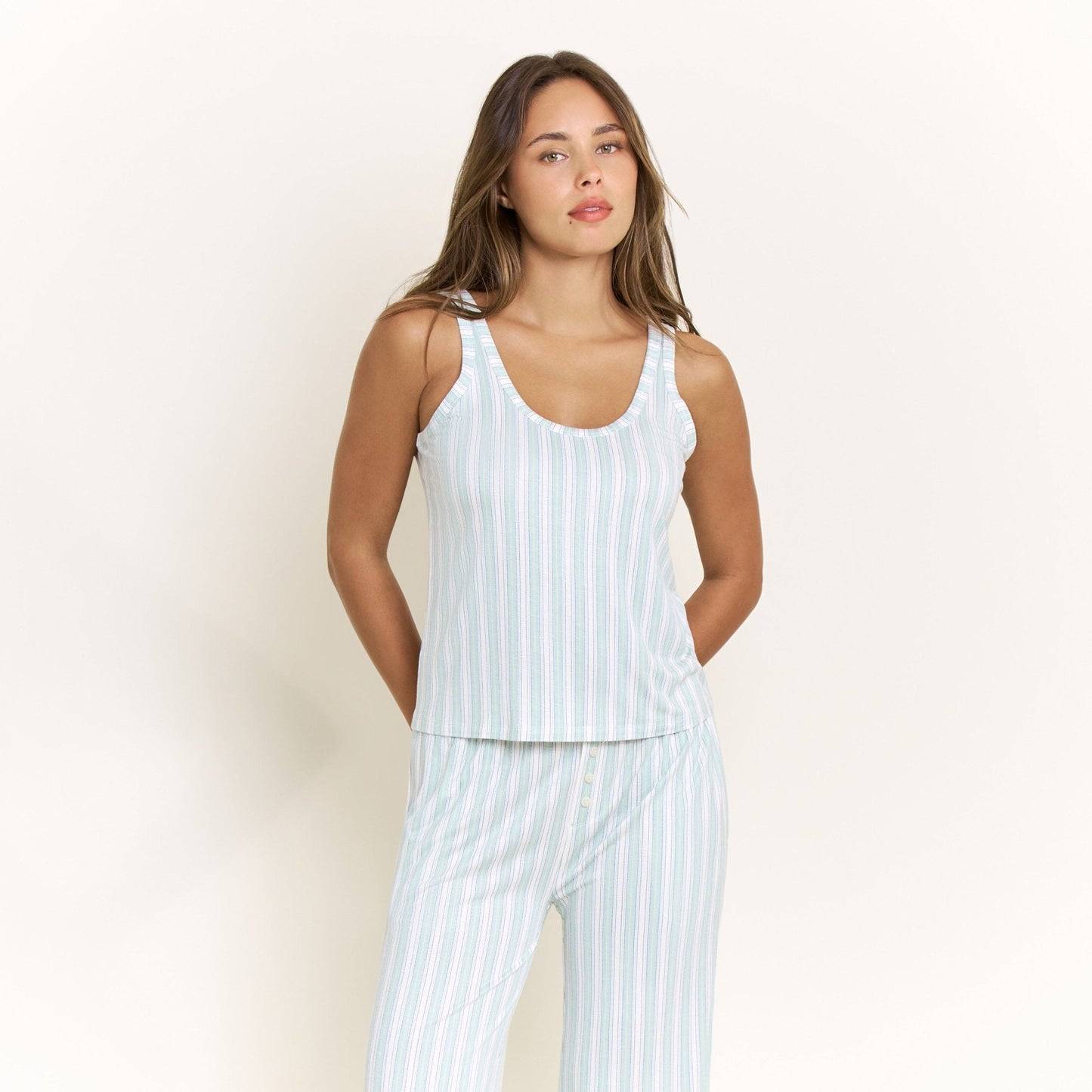 Honeydew All American Tank Pant Set in Sage Stitched Stripe
