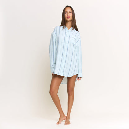 Honeydew Long Weekend Sleepshirt in Aqua Southwest Stripe