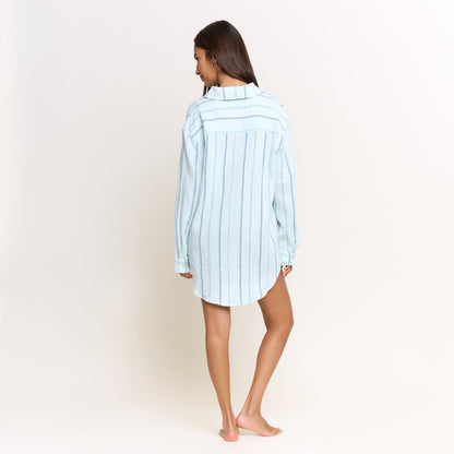 Honeydew Long Weekend Sleepshirt in Aqua Southwest Stripe