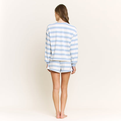 Honeydew Cozy Era Long Sleeve Shortie Set in Cool Blue Stripe