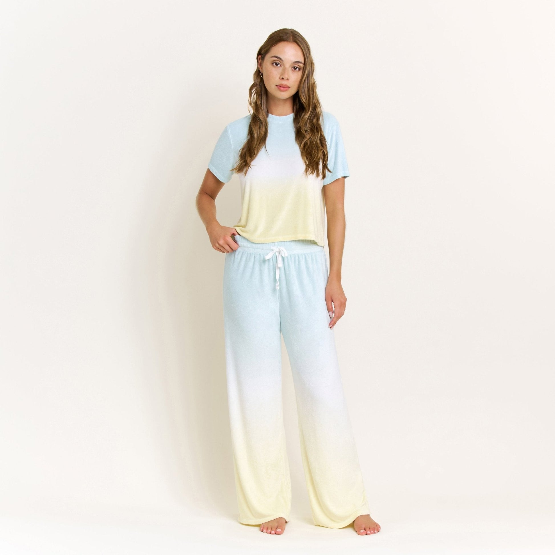 Honeydew Take A Break Tee Pant Set in Sunrise Dip-Dye