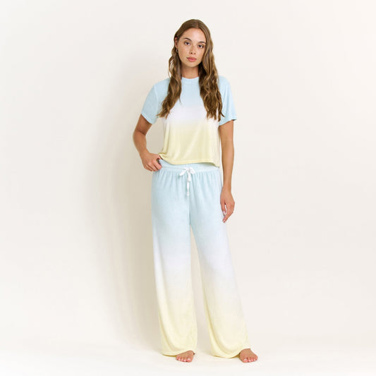 Honeydew Take A Break Tee Pant Set in Sunrise Dip-Dye