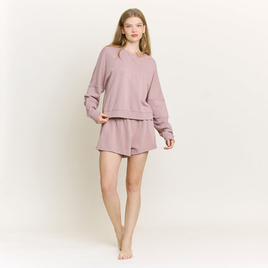 Honeydew Weekend Club Long Sleeve Shortie Set in Mocha