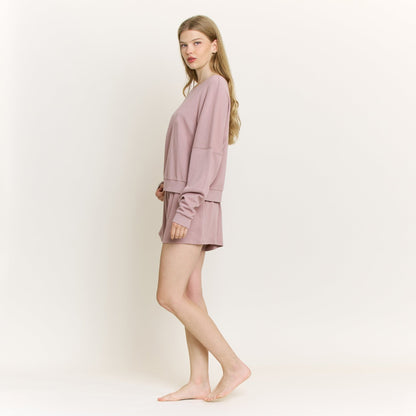 Honeydew Weekend Club Long Sleeve Shortie Set in Mocha