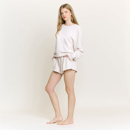 Honeydew Weekend Club Long Sleeve Shortie Set in Putty