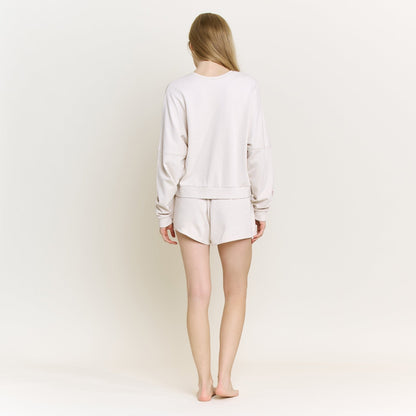 Honeydew Weekend Club Long Sleeve Shortie Set in Putty