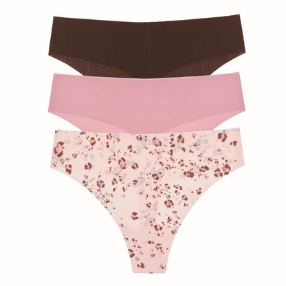 Honeydew Like Nothing Thong 3-Pack in Espresso, Rosy & Powdery Peach Leopard