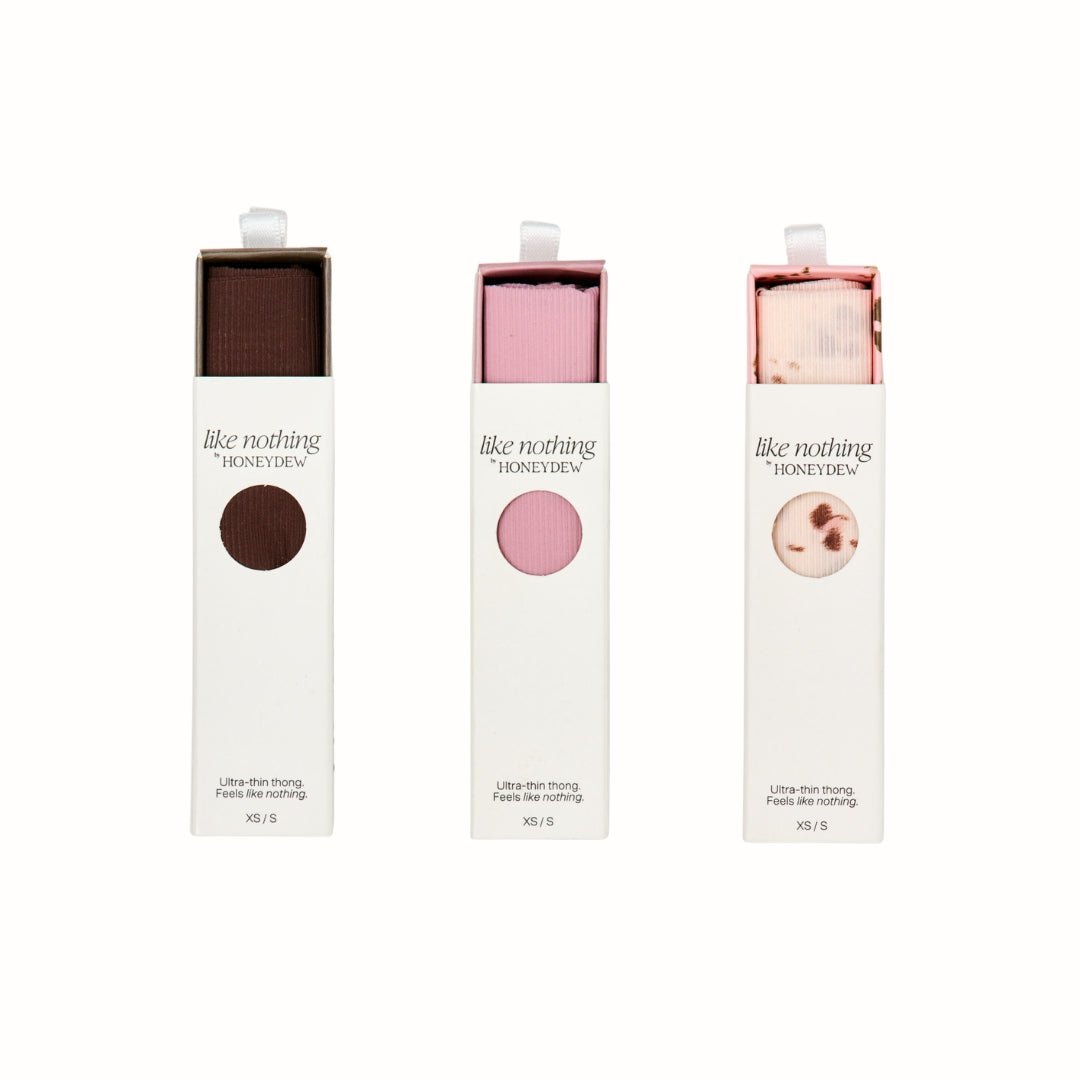 Honeydew Like Nothing Thong 3-Pack in Espresso, Rosy & Powdery Peach Leopard