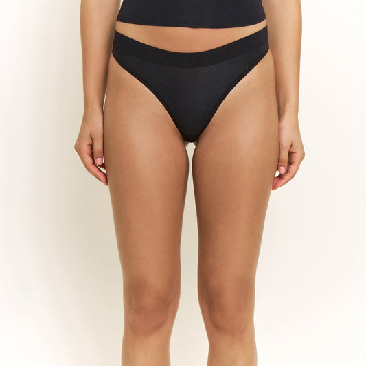 Honeydew Emery Thong in Black
