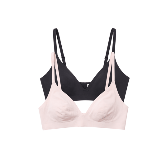 Honeydew Breeze Luxe Bralette 2-Pack in Black & Ballet Slipper