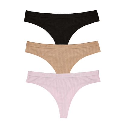 Honeydew Emma Thong 3-Pack in Basics & Budding