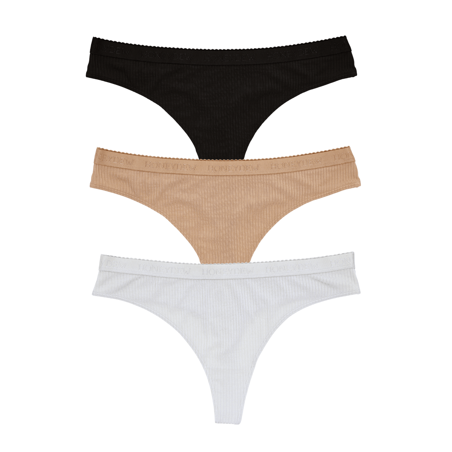 Honeydew Emma Thong 3-Pack in Basics & White