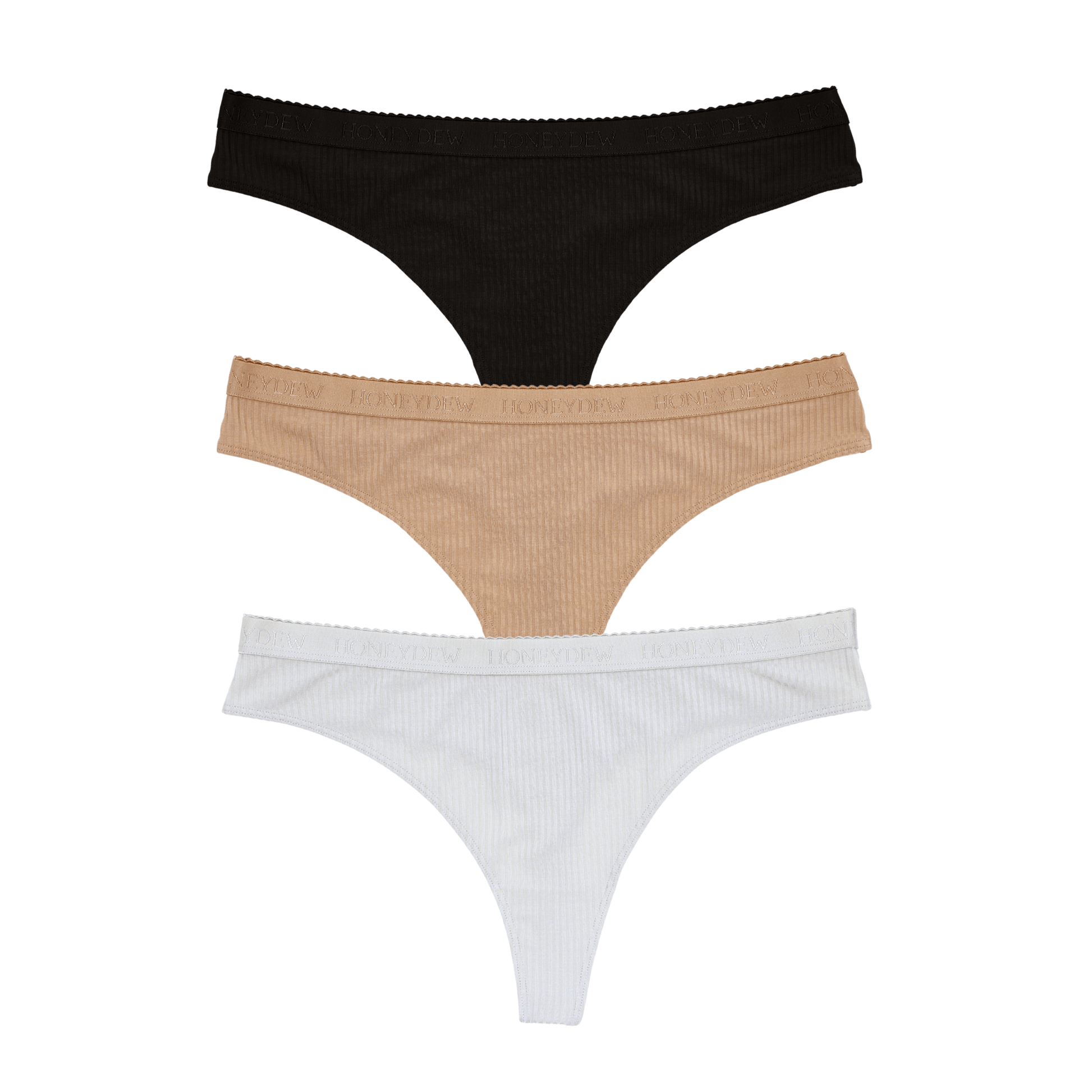 Honeydew Emma Thong 3-Pack in Basics & White