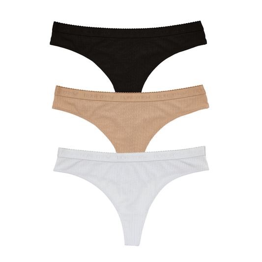 Honeydew Emma Thong 3-Pack in Basics & White