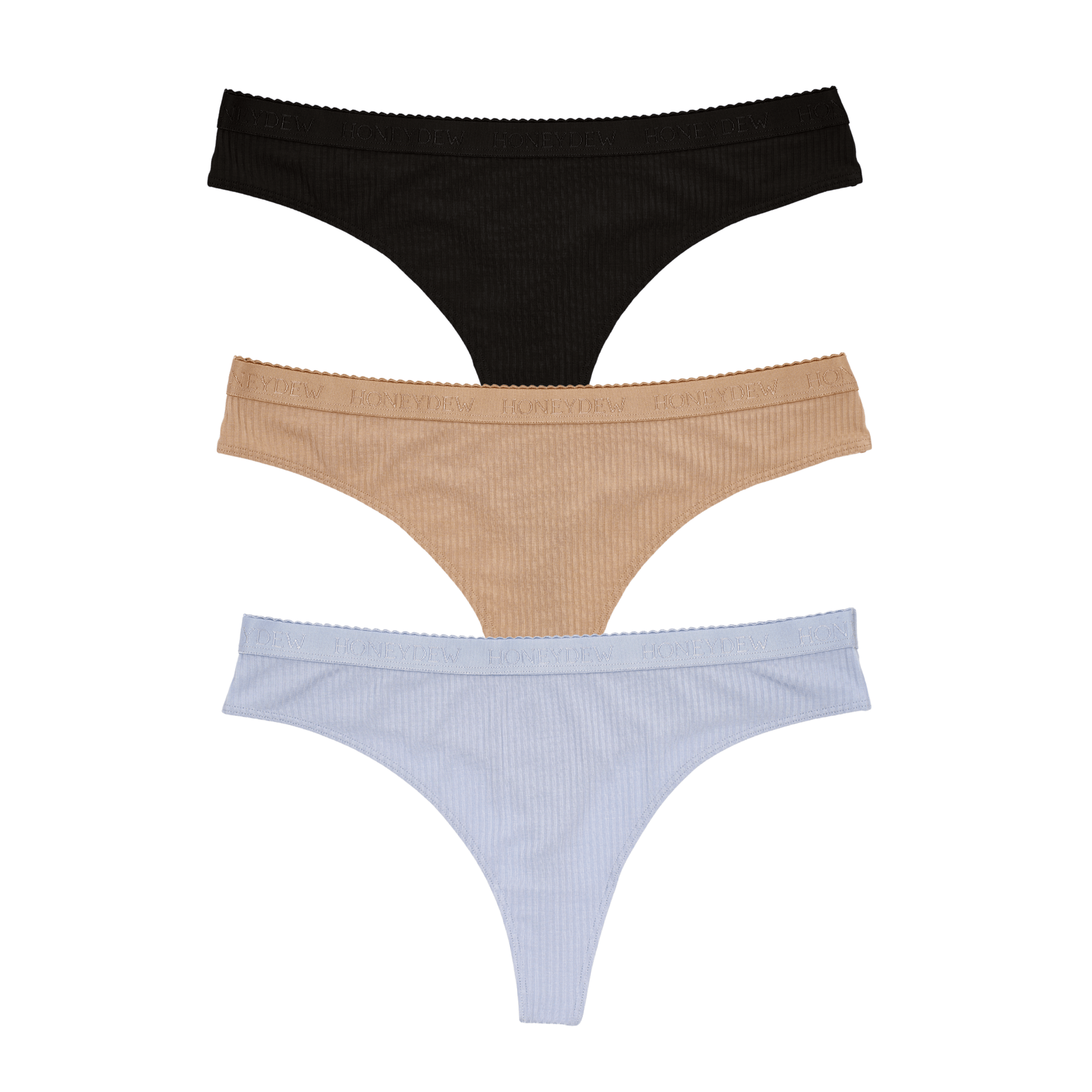 Honeydew Emma Thong 3-Pack in Basics & Moonbeam