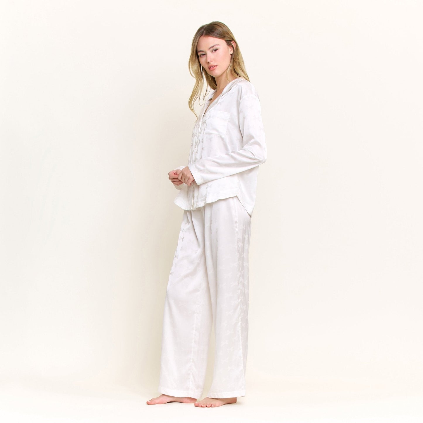 Honeydew Forever Mine Long PJ Set in White