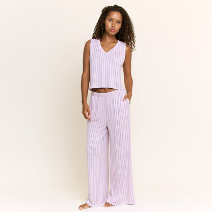 Honeydew All American V Tank Pant Set in Lilac Dew Pin Stripe