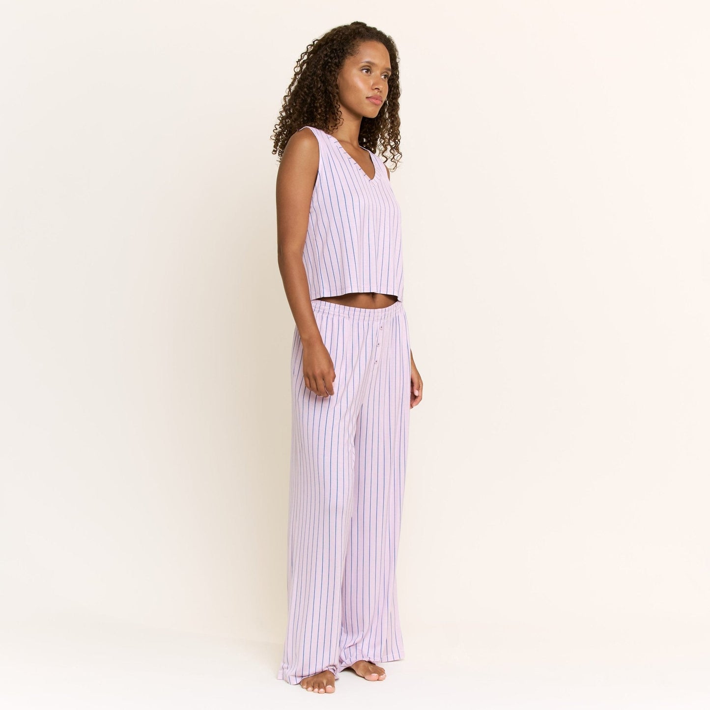 Honeydew All American V Tank Pant Set in Lilac Dew Pin Stripe