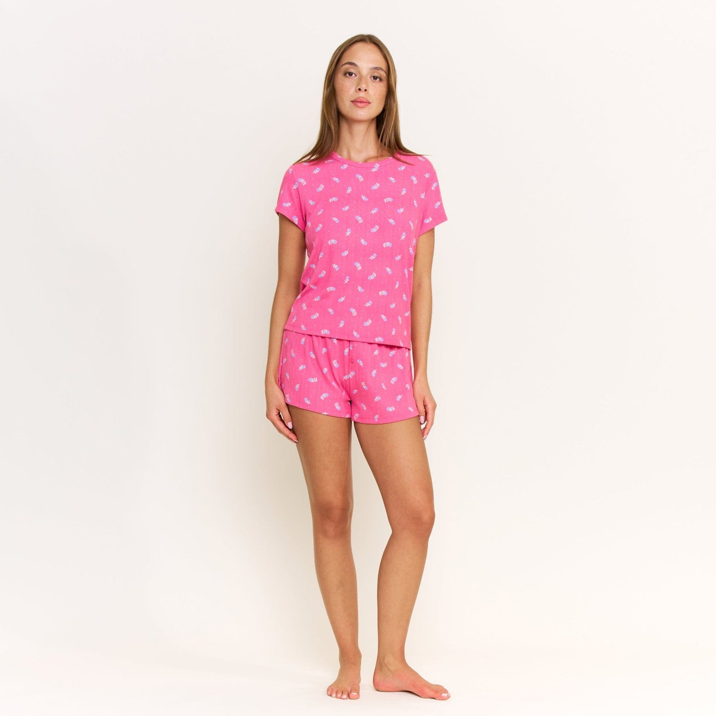 Honeydew Blissful Shortie Set in Fuchsia Wild Rose