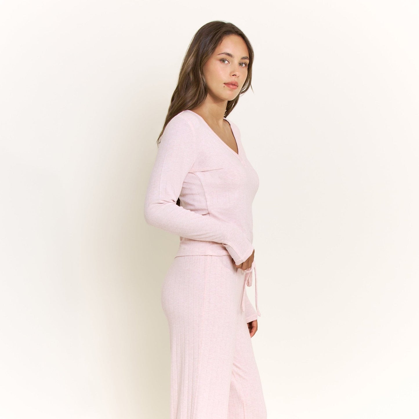 Honeydew Cloud Modal Long Sleeve Top in Heather Rose Quartz