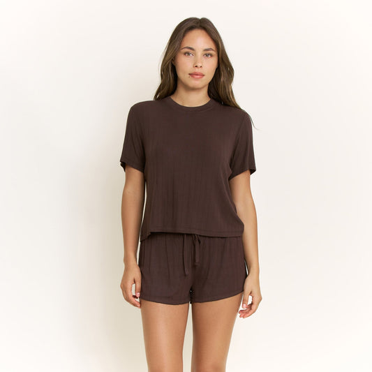 Honeydew Cloud Modal Tee in Chocolate