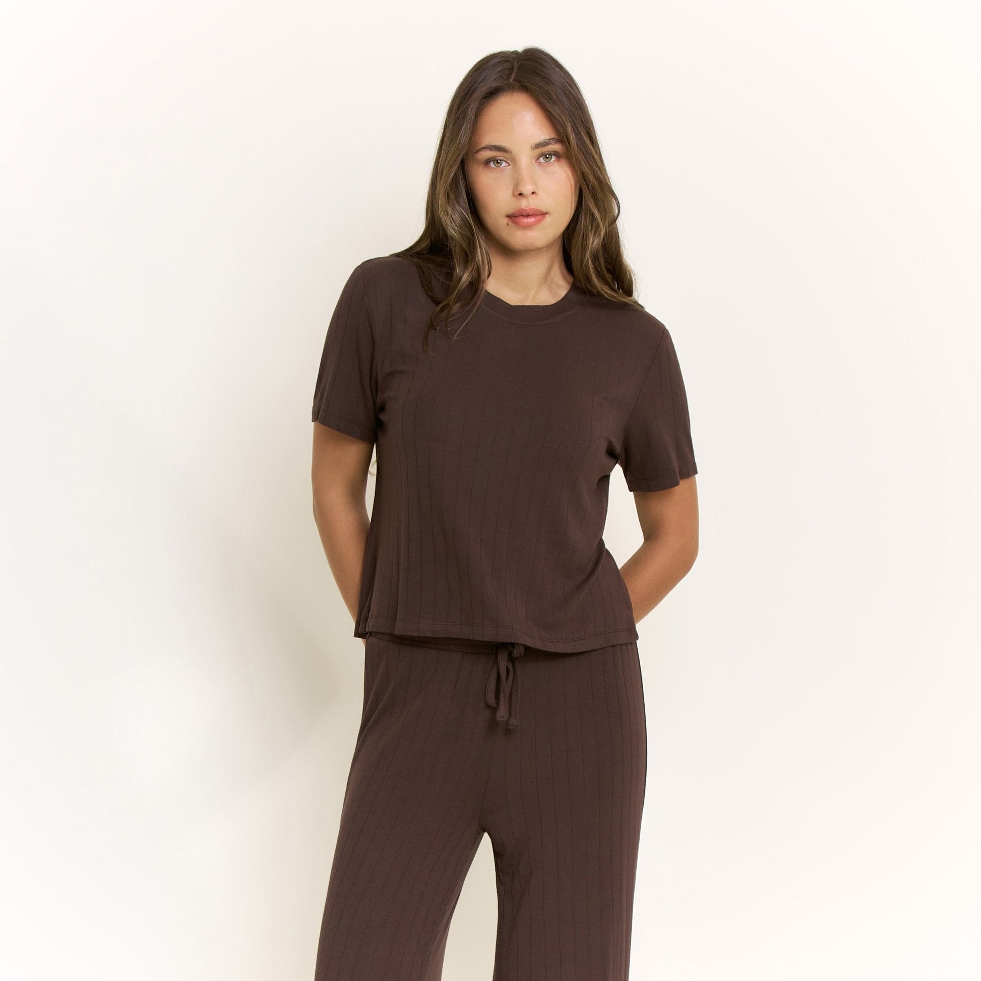Honeydew Cloud Modal Tee in Chocolate