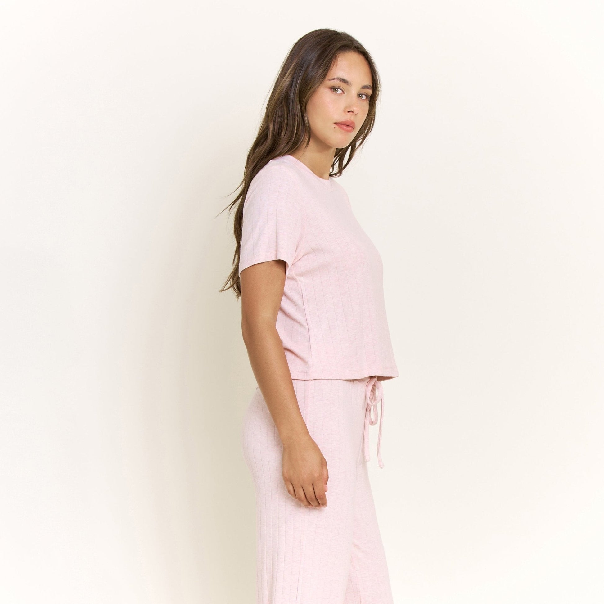 Honeydew Cloud Modal Tee in Heather Rose Quartz