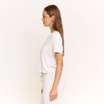 Honeydew Cloud Modal Tee in Heather Oatmeal