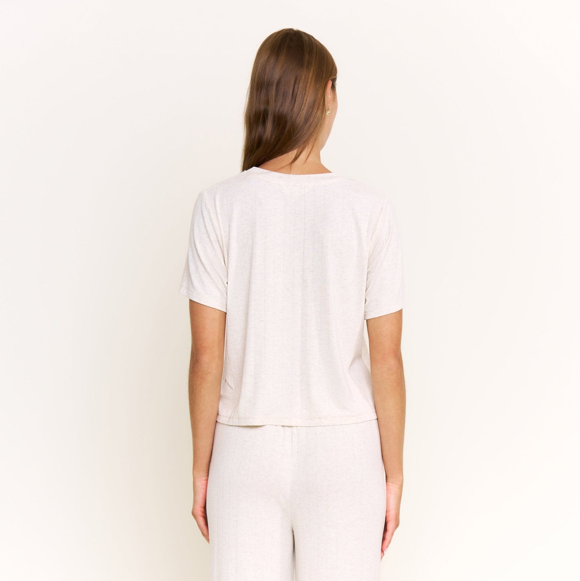 Honeydew Cloud Modal Tee in Heather Oatmeal